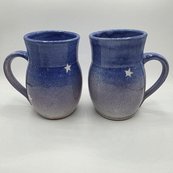 Other - Celestial Whimsigoth Artisan Stoneware Pottery Mugs Set Of 2 Made in USA Gifts